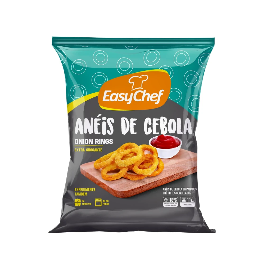 Anéis de cebola 1,1 kg – caixa com 10 pacotes