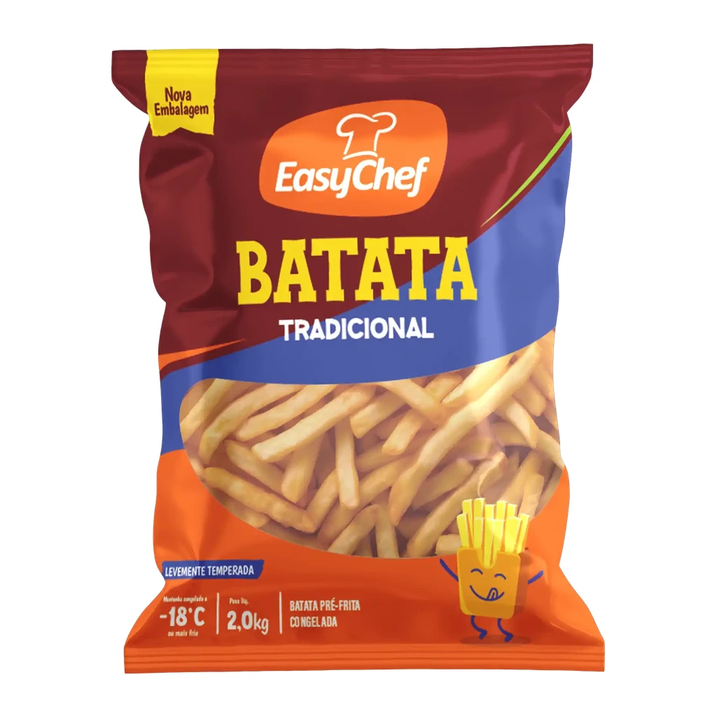 Batata palito 9 mm pré-frita congelada 2 kg – caixa com 6 pacotes