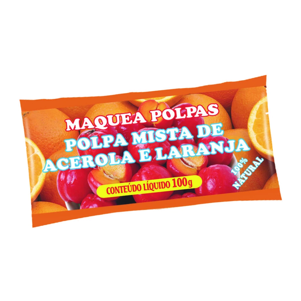 Polpa de acerola com laranja 100 g – pacote com 10 sachês