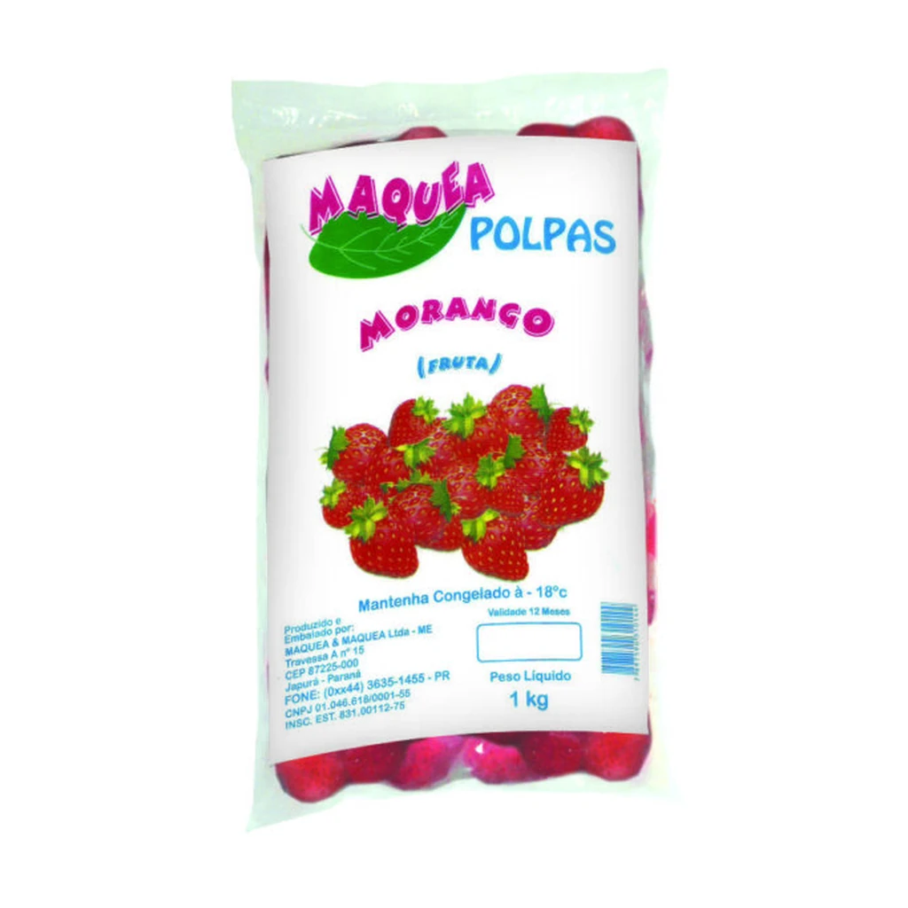 Morango congelado 100 g – pacote com 10 sachês