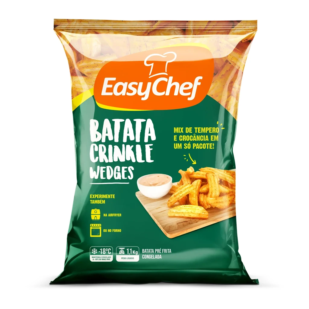 Batata crinkle wedges temperada 1,1 kg – caixa com 10 pacotes