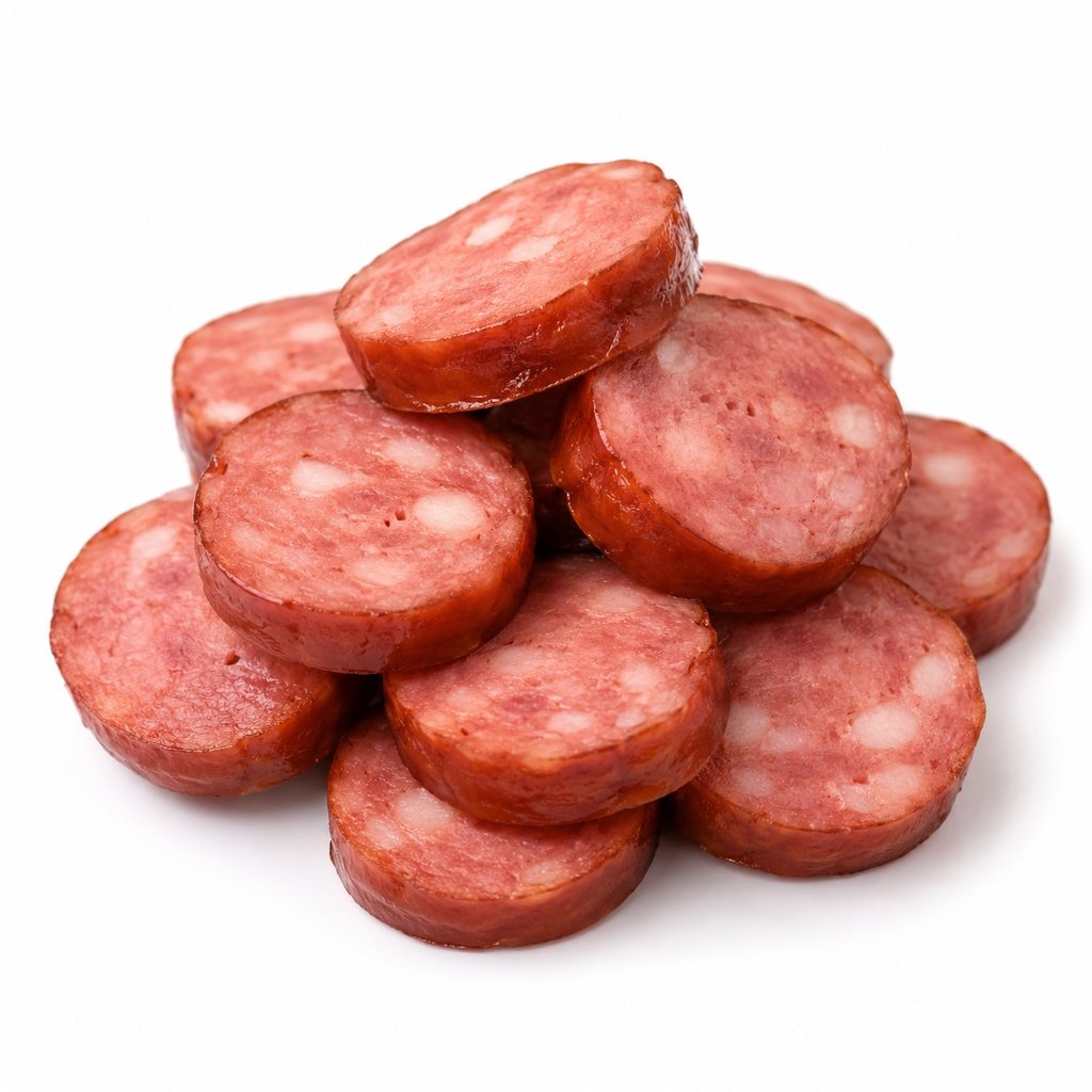 Linguiça tipo calabresa fatiada 500 g – caixa com 20 pacotes